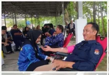 KPU Way Kanan Ikut Donor Darah Milad ICMI