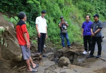 Wabup Tjok Surya Tinjau Kerusakan Jalan Desa Besan