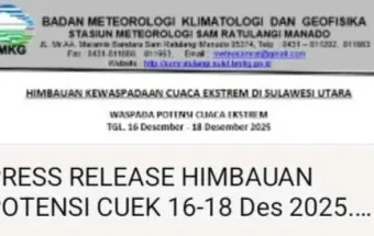 BMKG : Masyarakat Sangihe Tingkatkan Kewaspadaan Cuaca Hadapi  Ekstrem