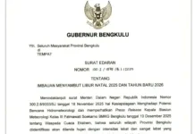 Gubernur Bengkulu Terbitkan Imbauan Sambut Nataru