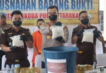 Polres Tarakan Musnahkan 3 Kilogram Sabu Hasil Pengungkapan