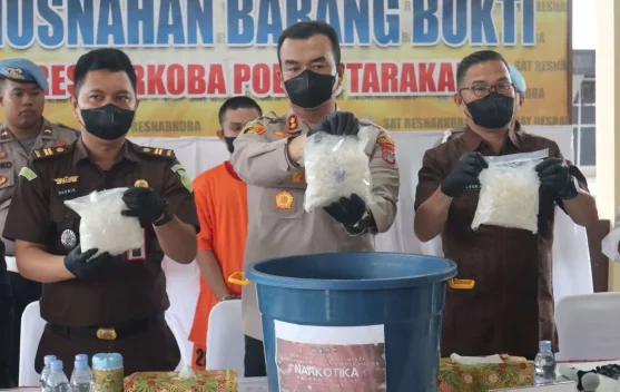Polres Tarakan Musnahkan 3 Kilogram Sabu Hasil Pengungkapan