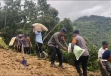 Banten Police Evacuate Residents Following Lebak Regency Landslide