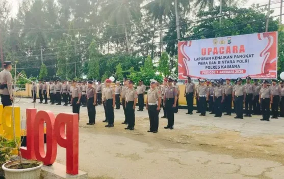 Kapolres Kaimana Pimpin Kenaikan Pangkat 37 Personel