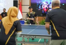 Eksibisi Tenis Meja Jadi Wadah Guyub Forkopimda