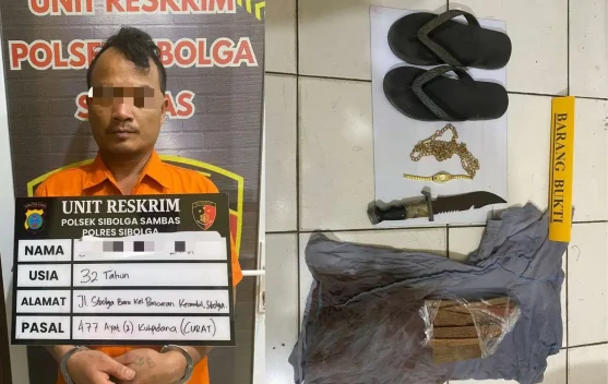 Polsek Sibolga Sambas Tangkap Pencuri Bersenjata Tajam